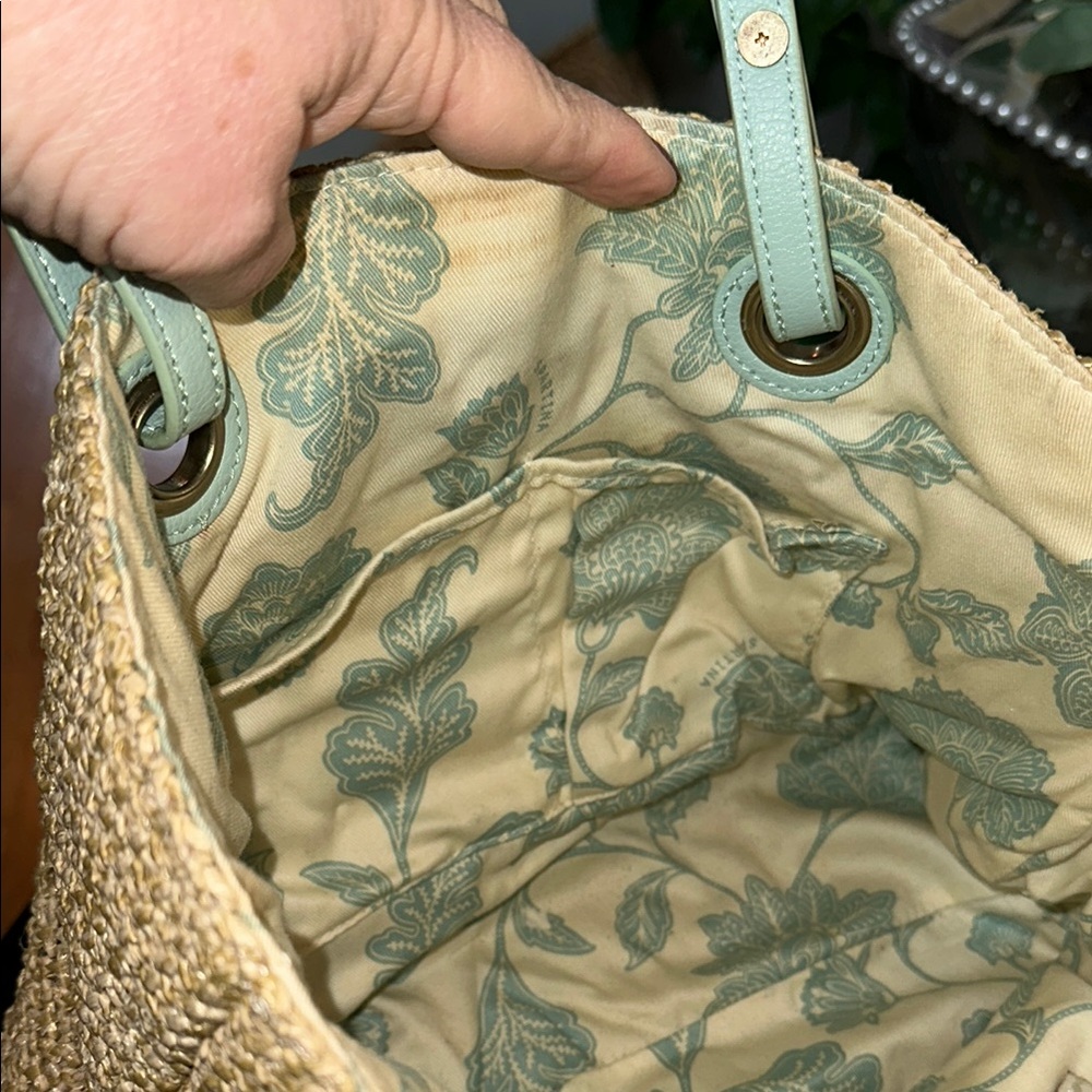 Spartina 449 Bamboo Chic Green and Tan Tote Bag with Woven Design - Picture 14 of 15